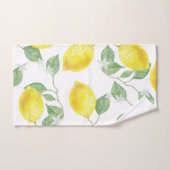 Rustikale Land-Aquarell-Zitronen u. Blüten Badhandtuch Set (Handtuch)