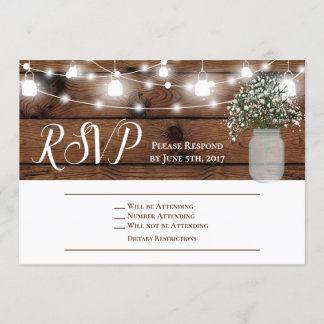 Rustikale Land-Babys Atem Holz-Hochzeits-RSVP-Kart Einladung