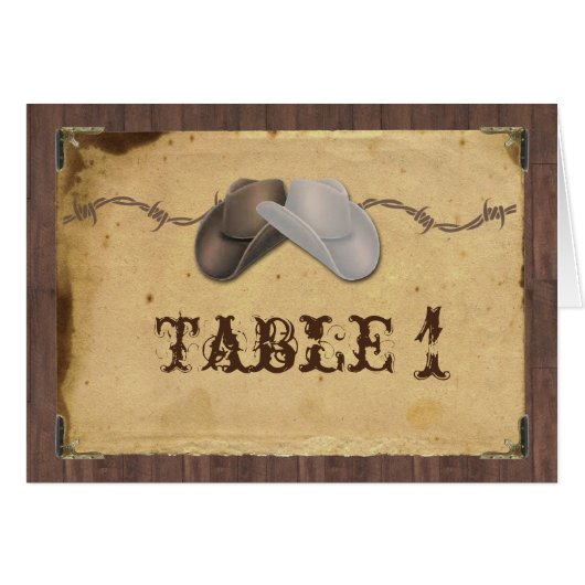 Rustikale Land-Cowboyhüte, die Tischnummer Wedding (Vorderseite (Horizontal))