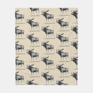Rustikale Land-Elcheillustration u. Taupe Fleecedecke