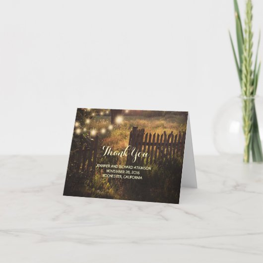 Rustikale Land-Hochzeit danken Ihnen Dankeskarte (Vorderseite)