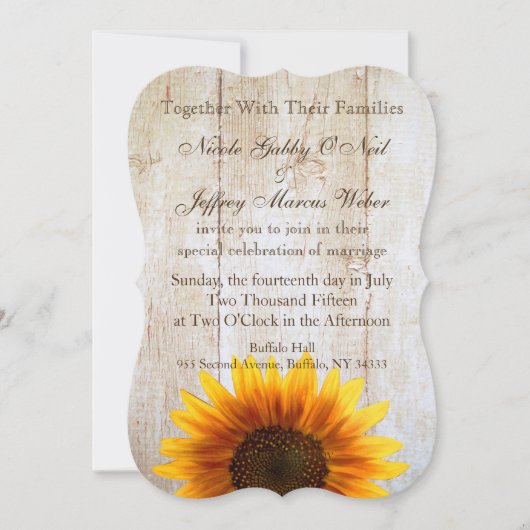 Rustikale Land-Hochzeits-hölzerne Einladung (Vorderseite)