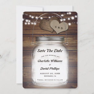 Rustikale Land Holz Lichter Mason Glas Hochzeit Save The Date