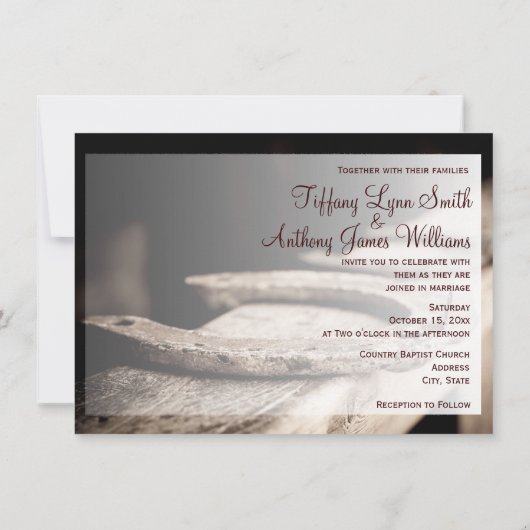 Rustikale Land-Hufeisen-Cowboy-Hochzeit lädt ein Einladung (Rückseite)