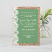 Rustikale Land-Leinwand-Spitze-weise Einladung (Stehend Vorderseite)