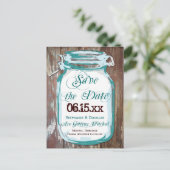 Rustikale Land-Mason-Glas-Save-the-Date-Postkarten Ankündigungspostkarte (Stehend Vorderseite)