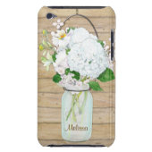 Rustikale Land-Maurer-Glas-Blumen-WeißHydrangeas iPod Touch Case (Rückseite)