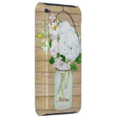 Rustikale Land-Maurer-Glas-Blumen-WeißHydrangeas iPod Touch Case (Rückseite/rechts)