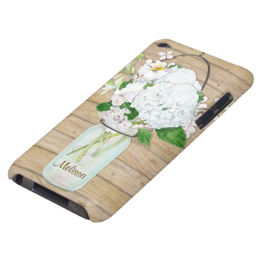 Rustikale Land-Maurer-Glas-Blumen-WeißHydrangeas iPod Touch Case (unten)