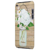 Rustikale Land-Maurer-Glas-Blumen-WeißHydrangeas iPod Touch Case (Rückseite Links)