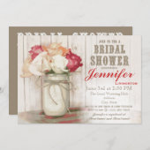 Rustikale Land-Maurer-Glas-Brautparty-Einladungen Einladung (Vorne/Hinten)