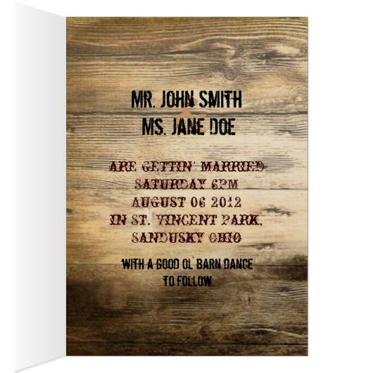 Rustikale Land-Scheunen-hölzerne Scheunen-Hochzeit (Innen (Rechts))