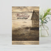 Rustikale Land-Scheunen-hölzerne Scheunen-Hochzeit Einladung (Stehend Vorderseite)