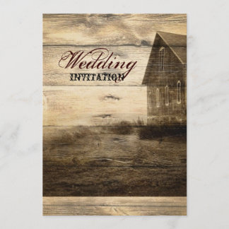 Rustikale Land-Scheunen-hölzerne Scheunen-Hochzeit Einladung