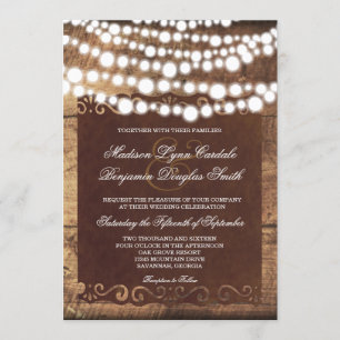 Rustikale Land-Schnur beleuchtet Einladung