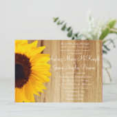 Rustikale Land-Sonnenblume-hölzerne Einladung (Stehend Vorderseite)