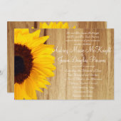 Rustikale Land-Sonnenblume-hölzerne Einladung (Vorne/Hinten)