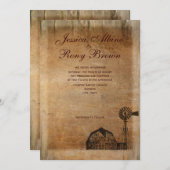 Rustikale Land-Vintage Leinwand-hölzerne Einladung (Vorne/Hinten)
