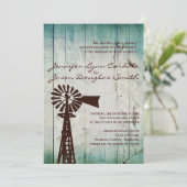 Rustikale Land-Windmühlen-hölzerne Einladung (Stehend Vorderseite)