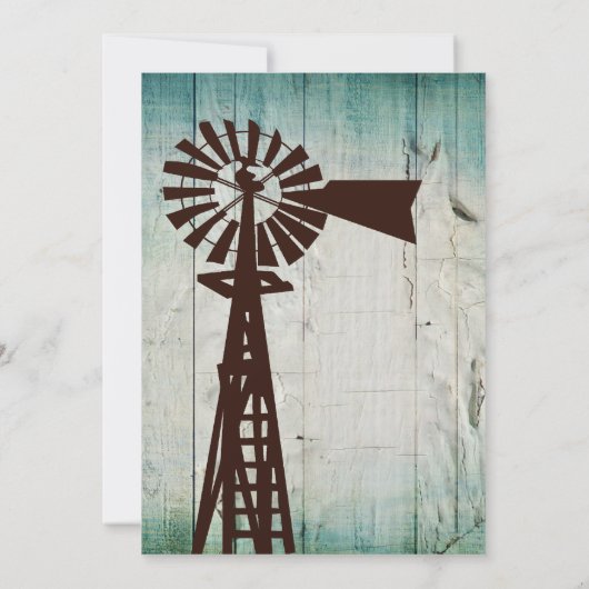 Rustikale Land-Windmühlen-hölzerne Einladung (Rückseite)