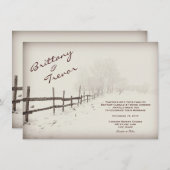Rustikale Land-Zaun-Winter-Hochzeits-Einladungen Einladung (Vorne/Hinten)