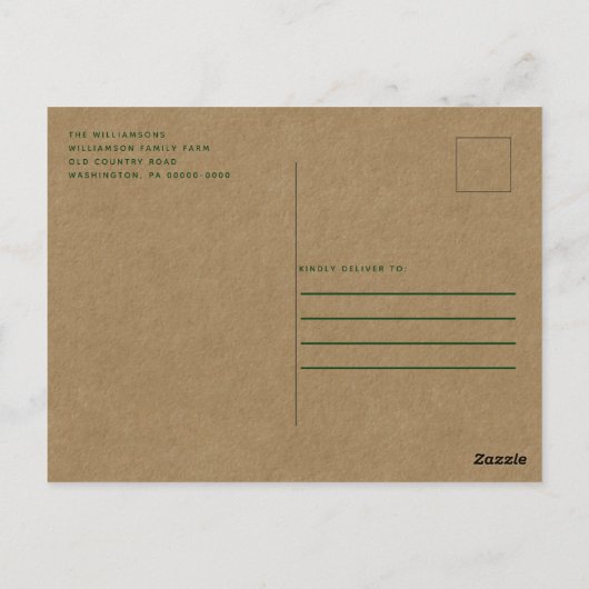 Rustikale Landbaumen Weihnachtsfeierliche Party Ei Postkarte (Rückseite)