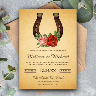 Rustikale Landblumen-Hufeisen-Hochzeitseinladung Einladung