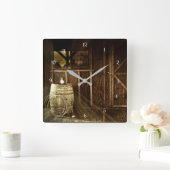 Rustikale Landebahn und Barrel Kabine Quadratische Wanduhr (Zuhause)