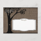 Rustikale Länderbaum-Burlap-Save the Date Postkart Ankündigungspostkarte (Rückseite)
