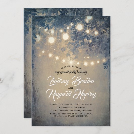 Rustikale Länderpartnerschaft im Sommer Abend Einladung (Vorne/Hinten)