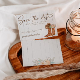 Rustikale Länderstiefel und Hutblumenstiefel Save  Begleitkarte