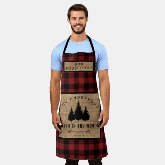 Rustikale Landfamilie Kabine im Koch Holzleiter Schürze (Getragen)