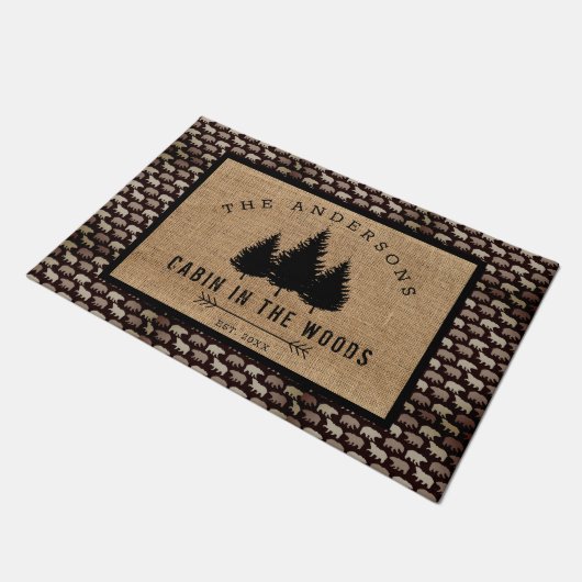 Rustikale Landfamilie Kabine in Bärenmoose Fußmatte (Schrägansicht)