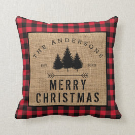 Rustikale Landfamilie Name Frohe Weihnachten Karie Kissen