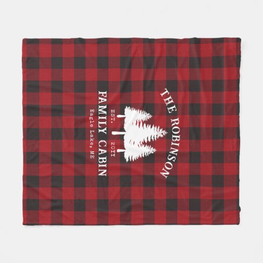 Rustikale Landfamilienhaus Tree Red Buffalo Karier Fleecedecke (Vorderseite (Horizontal))