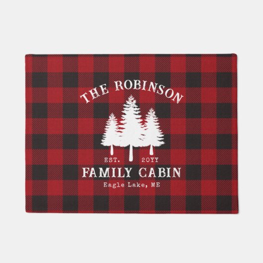 Rustikale Landfamilienhaus Tree Red Buffalo Karier Fußmatte (Vorderseite)
