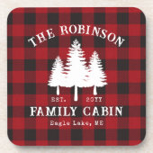 Rustikale Landfamilienhaus Tree Red Buffalo Karier Getränkeuntersetzer (Vorderseite)