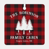 Rustikale Landfamilienhaus Tree Red Buffalo Karier Ornament Aus Metall (Rückseite)