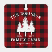 Rustikale Landfamilienhaus Tree Red Buffalo Karier Ornament Aus Metall (Vorderseite)