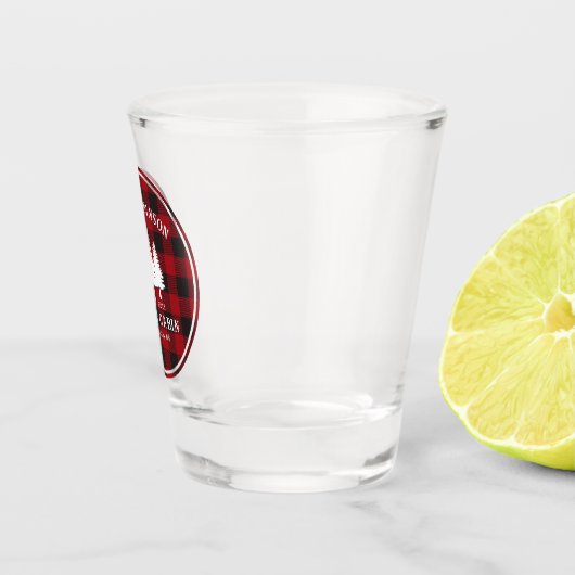 Rustikale Landfamilienhaus Tree Red Buffalo Karier Schnapsglas (Rechts)