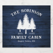 Rustikale Landfamilienhäuser Bäume Blauer Holzdruc Alkoholflaschenetikett (Einzelnes Label)