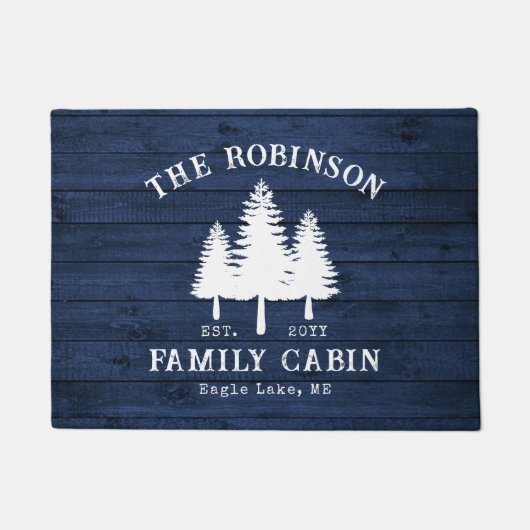 Rustikale Landfamilienhäuser Bäume Blauer Holzdruc Fußmatte (Vorderseite)