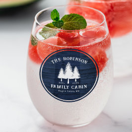 Rustikale Landfamilienhäuser Bäume Blauer Holzdruc Weinglas Ohne Stiel