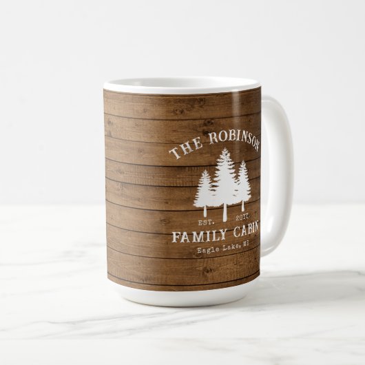 Rustikale Landfamilienhäuser Baumkronen Holzpflast Kaffeetasse (VorderseiteRechts)