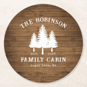 Rustikale Landfamilienhäuser Baumkronen Holzpflast Runder Pappuntersetzer (Vorderseite)