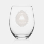 Rustikale Landfamilienhäuser Baumkronen Holzpflast Weinglas Ohne Stiel (Rückseite)