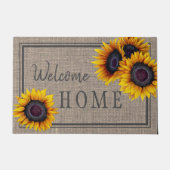 Rustikale Landfamiliensonnenblumen Begrüßung Fußmatte (Vorderseite)