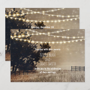Rustikale Landfeld- und Lichter-Hochzeitseinladung Einladung