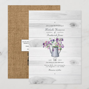 Rustikale Landgarten-Blumen-QR-Code-RSVP-Hochzeit Einladung