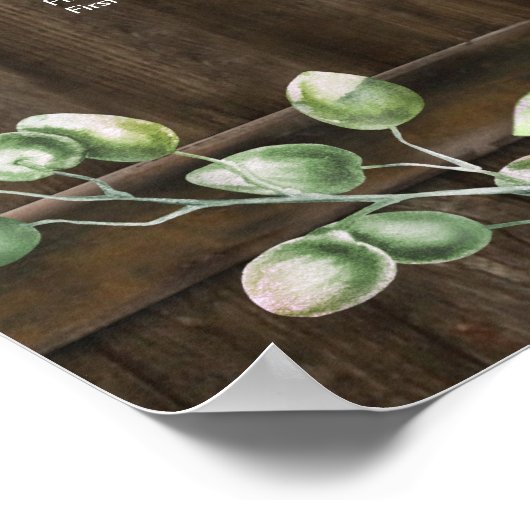 Rustikale Landgrün Hochzeitsstift Poster (Ecke)